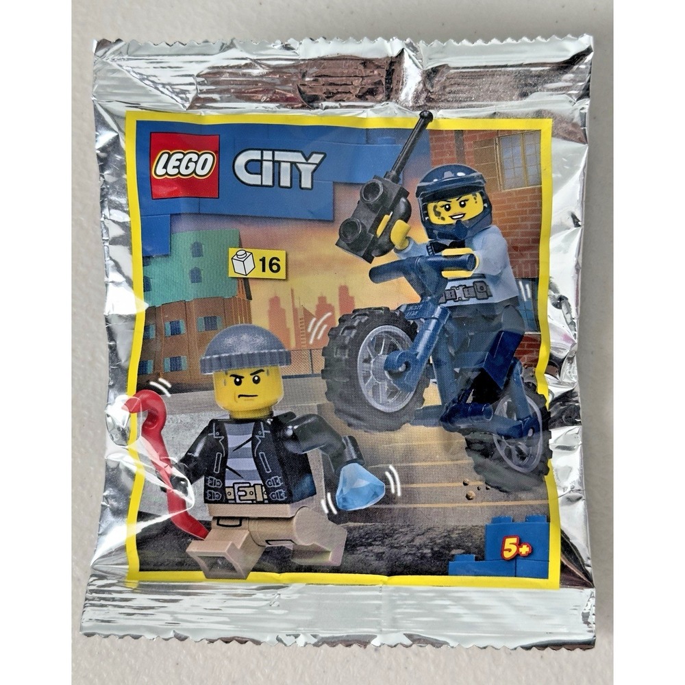 LEGO City 952211 Policewoman with Bike and Crook Minifigures Foil Pack Sealed